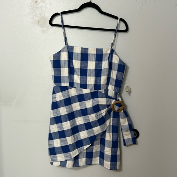 Alter’D State Linen Blue Gingham Dress Size Large - Picture 3 of 7